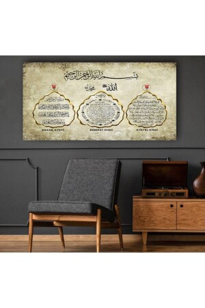 Nazar Ayeti , Bereket Duası , Ayet'el Kürsi Yazılı Kanvas Gülen Tablo Knvs00062 - Tablo Deposu