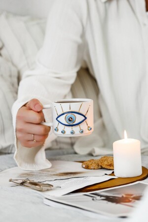 Evil Eye Maxi / blaues Auge handgemachte Keramiktasse / Keramiktasse blueeyeceramic - SİNEM YAMAN HOME