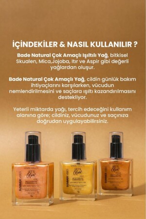 Nemlendirici ışıltılı Gold Çok Amaçlı vücut Yağı 50 ml - 5