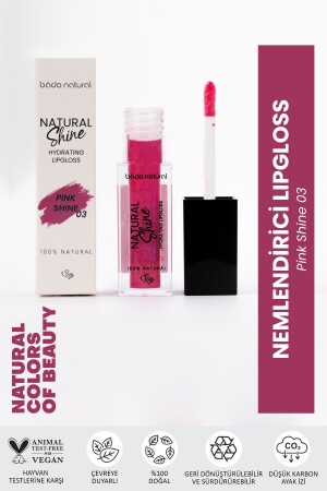 Nemlendirici Lipgloss Pink Shine 03 Dudak Parlatıcısı %100 Doğal - 2