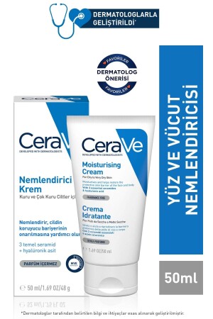 Nemlendirici Yüz ve Vücut Kremi-Kuru Ciltler İçin Seramid Ve Hyalüronik Asit Içerikli 50ml - 1