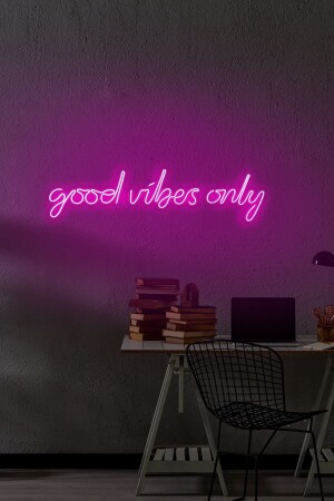 Neongraph Led Dekoratif Duvar Aydınlatması Neon Duvar Yazısı Sihirli Led Mesajlar - Good Vibes Only DEC010018 - 2