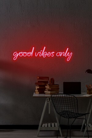 Neongraph Led Dekoratif Duvar Aydınlatması Neon Duvar Yazısı Sihirli Led Mesajlar - Good Vibes Only DEC010018 - 2