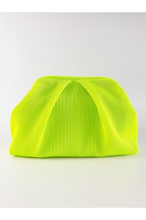 Neongrüne Plissee-Clutch-Handtasche für Damen HYBPLSE - 1