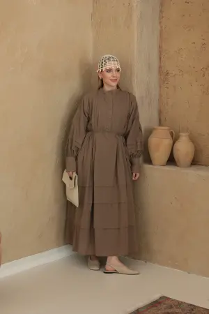 Nervürlü Premium Vual Elbise Toprak - Nuuwears