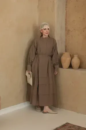 Nervürlü Premium Vual Elbise Toprak - Nuuwears