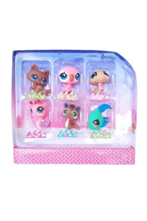 Neşeli Minişler 6'lı Miniş Ailesi Oyuncak Pet Star Little Minişler Pembe Kuşlu Model Set 1773 - 1