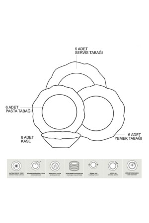 Nesrin 24-teiliges Tafelservice aus Knochen für 6 Personen – 1341 GBSNES24Y4R1341 - 6