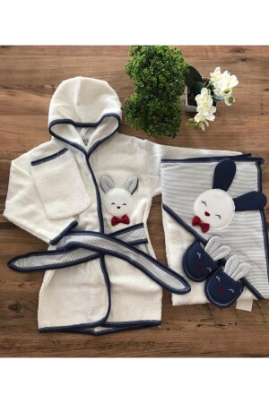 Neue Kollektion Baby Boy Handtuch Bademantel Set L100826 Geschenk zur Geburt - 5