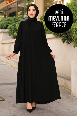 Neue Mevlana Abaya mit Taschen Schwarz - 1