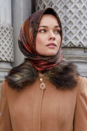 Neue Saison Trend Polyester 90x90 Twill (TIVİL) Schal Modell Hijab Tulpe Produktmodellcode-LDT132 - 3