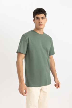 Neues Basic-Kurzarm-T-Shirt aus 100 % Baumwolle mit normaler Passform und Rundhalsausschnitt V7699az24sp - 1