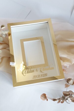 Neues Modell 25x35 cm Gold-weißes LED-Modelldesign Rose Box Memory Frame mit Fotofläche! - 1