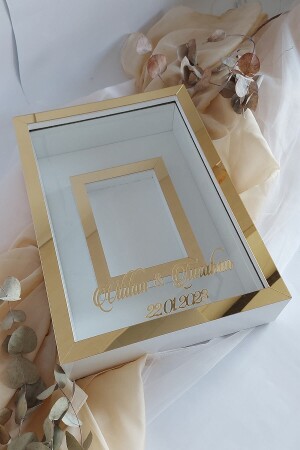 Neues Modell ohne LED 25x35 cm Gold-Weiß Modell Design Rose Box Memory Rahmen mit Fotofläche! - 2