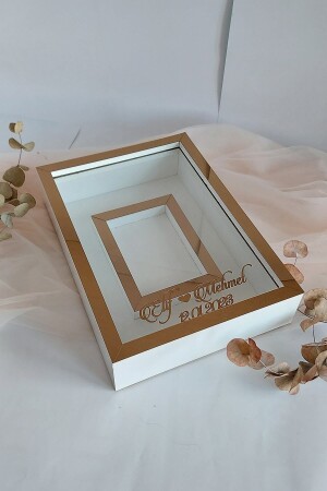 Neues Modell ohne LED 25x35 cm Weiß-Bronze Modell Design Rose Box Memory-Rahmen mit Fotobereich! - 4