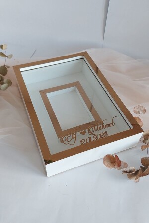 Neues Modell ohne LED 25x35 cm Weiß-Bronze Modell Design Rose Box Memory-Rahmen mit Fotobereich! - 5