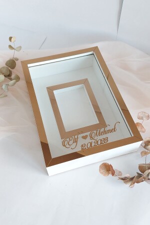 Neues Modell ohne LED 25x35 cm Weiß-Bronze Modell Design Rose Box Memory-Rahmen mit Fotobereich! - 6