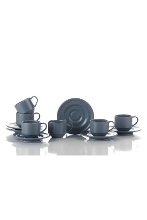 Neues Tuvana 12-teiliges Kaffeeset für 6 Personen, Grau PTN12KTM0003 - 4