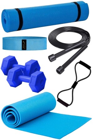 Neuestes Qualitäts-Pilates-Set, unglaublicher Preis, Pilates-Matte, 2 Stück, Hantel, Kniebeugenband, Springseil, Widerstand - 1