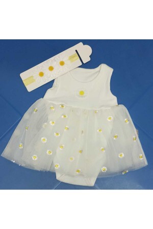 Neugeborenes Gänseblümchen-Tüll-Badi-Kleid mit Druckknöpfen 0503 - 3