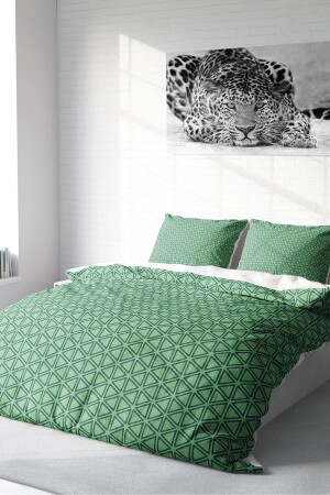 Nevresim Takımı %100 Doğal Pamuk Çift Kişilik 3d Digital Green Pattern monohome18474HF - 3