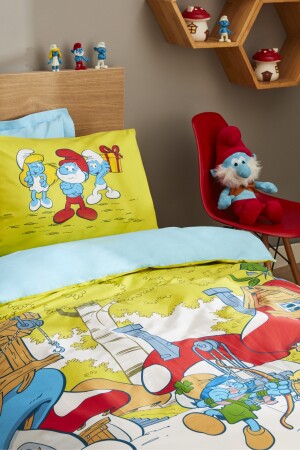 Nevresim Takımı %100 Pamuk Tek Kişilik Smurfs Mushroom Village 203.09.01.0002 - 3