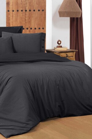 New Fancy Stripe Black Single 100% Cotton Striped Duvet Cover Set SAREV. 3181323001 - 3