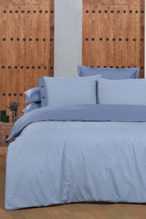 New Fancy Stripe Blue King Size 100 % Baumwolle gestreiftes Bettbezug-Set SAREV. 3181325006 - 4