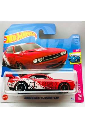 New - Yeni Dodge Challenger Drift Car Red 1:64 Ölçek Hotwheels Marka 3/5 - 1