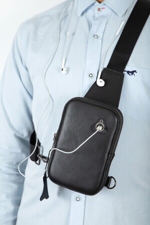 Newish Polo Umhängetasche aus echtem Leder mit Kopfhöreranschluss und Telefonfach yuppy2063 - 5