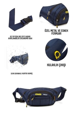 Newish Polo, wasserdichte Kopfhörer mit USB-Ausgang, Unisex, Marineblau, Kreuzgurt, Taille, Schulter und Sporttasche yp17 - 6
