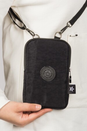 Newishpolo Frauen Schwarz Wasserdicht Crinkle Mini Telefon Brieftasche Umhängeband Kreuz Schulter Taille Tasche yuppy2055 - 3