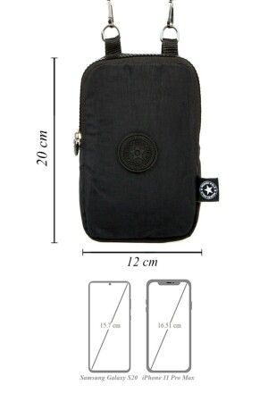 Newishpolo Kadın Siyah Su Geçirmez Krinkıl Mini Telefon Cüzdan Boyun Askılı Çapraz Omuz Bel Çanta - 4