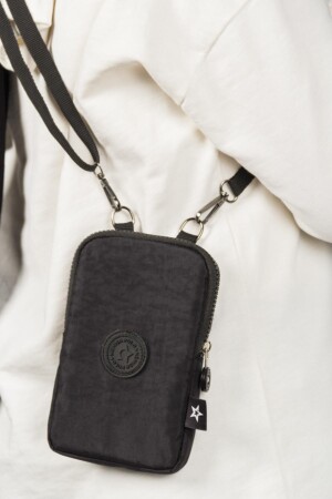 Newishpolo Kadın Siyah Su Geçirmez Krinkıl Mini Telefon Cüzdan Boyun Askılı Çapraz Omuz Bel Çanta - 6