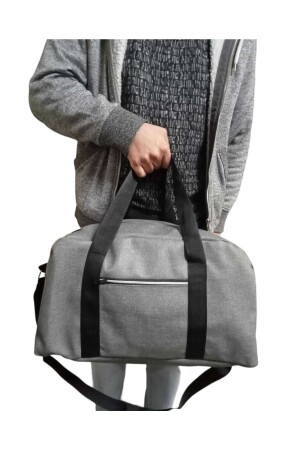 Nfystyle Mittelgroße Unisex-Reisetasche mit Hand- und Schultergurt, Fitness-Handgepäck, graues Kunstleder, NFYVLZ01GR - 5