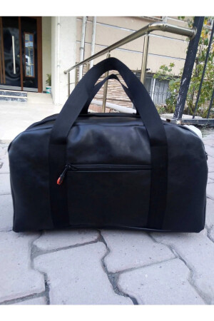 Nfystyle Mittelgroße Unisex-Reisetasche mit Hand- und Schultergurt, Fitness-Handgepäck, schwarzes Kunstleder, NFYVLZ01SY - 1