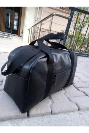 Nfystyle Mittelgroße Unisex-Reisetasche mit Hand- und Schultergurt, Fitness-Handgepäck, schwarzes Kunstleder, NFYVLZ01SY - 2