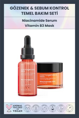Niasinamid Vegan Serum 30ml - B3 Vitamin Maske Peeling Set - Cosmogenesis Labs