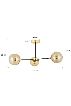 Nide 3-teiliger Schwarz-Gold-Honigglas-Kronleuchter für modernes Jugendzimmer, Schlafzimmer, Retro-Wohnzimmer, 3540-03-GD - 7