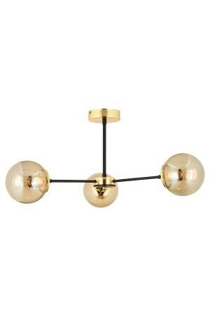 Nide 3Lü Siyah Gold Bal Camlı Modern Genç Odası Yatak Odası Retro Salon Avize 3540-03-GD - 4