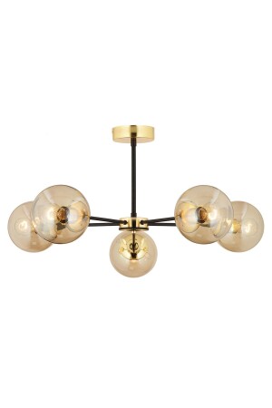 Nide 5-teiliger Schwarz-Gold-Honigglas-Kronleuchter für modernes Jugendzimmer, Schlafzimmer, Retro-Wohnzimmer, 3540-05-GD - 3