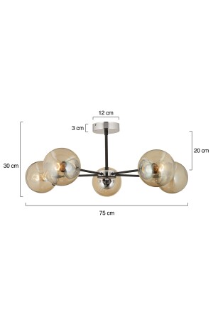 Nide 5-teiliger schwarzer Chrom-Honigglas-Kronleuchter für modernes Jugendzimmer, Schlafzimmer, Retro-Wohnzimmer, 3540-05-CH - 6