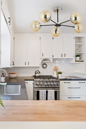 Nide 5Li Siyah Krom Bal Camlı Modern Genç Odası Yatak Odası Retro Salon Avize 3540-05-CH - Apliqa