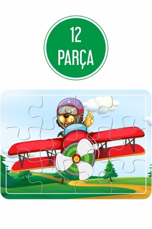 Niedliche Tiere, Dinosaurier und Teddybär im Flugzeug, Holzpuzzle-Set, 4 Stück, A41631 - 6