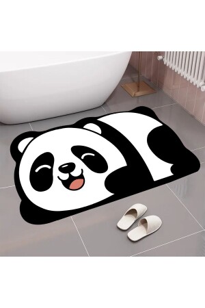 Niedlicher Panda, wasserabsorbierende Badematte für die Dusche vorne, Toilettensitz, einteilige Badematte mit Tiermuster - 4