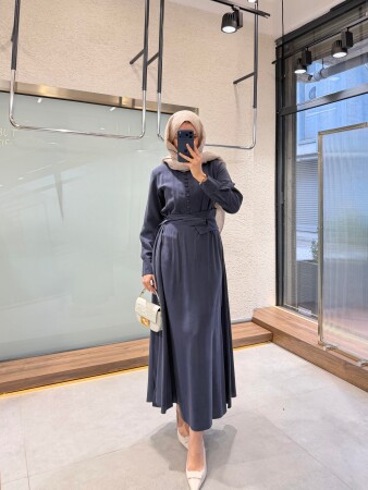 Nil Düğmeli Elbise - Lacivert - Nuuwears