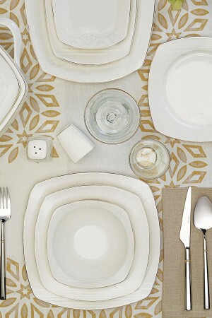 Nilüfer 60 Parça 12 Kişilik Porselen Yemek Takımı 600.15.01.0970 - Emsan