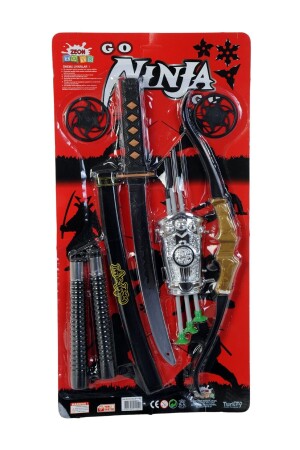 Ninja Samurai Fighting Battle Set Pfeil Bogen Schwert Schild Nunchuck Ninja Star Wurfmesser 10-teilig - 4