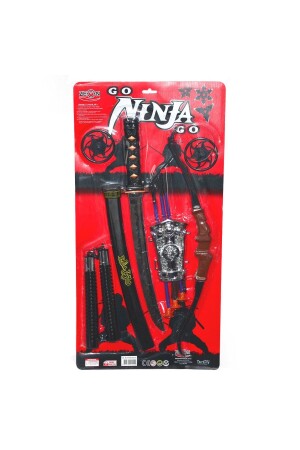 Ninja Samurai Fighting Battle Set Pfeil Bogen Schwert Schild Nunchuck Ninja Star Wurfmesser 10-teilig - 5