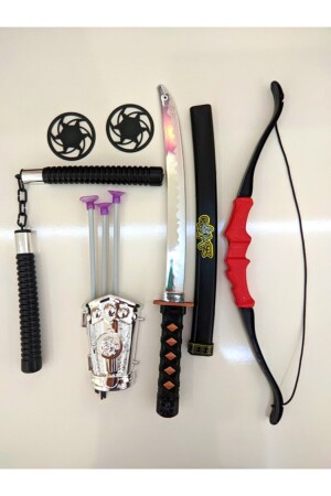 Ninja Samurai Kampf Kampf Set Pfeil Bogen Schwert Schild Nunchuk Ninja Stern Wurfmesser 10 Stück OKYAYSET - 2